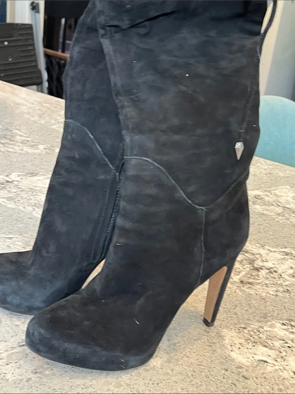 Sam Edelman Kayla Black Suede Over The Knee Boots 8.5